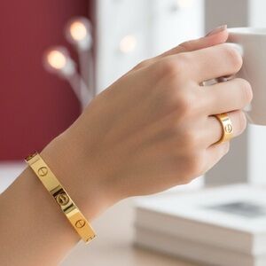 Gold Plated Bangle Bracelet Get Ring FREE Set